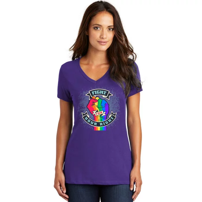 Fight For Your Right LGBT Pride Women's V-Neck T-Shirt