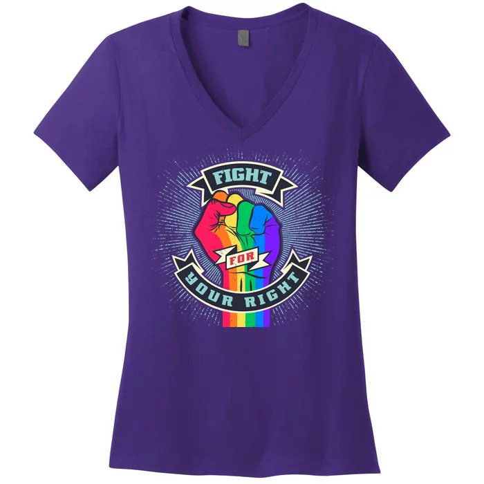 Fight For Your Right LGBT Pride Women's V-Neck T-Shirt