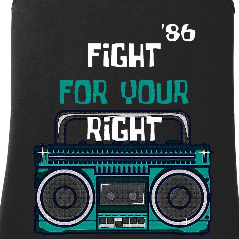 Fight For Your Right Ghetto Blaster Pop Band Musician Ladies Essential Tank