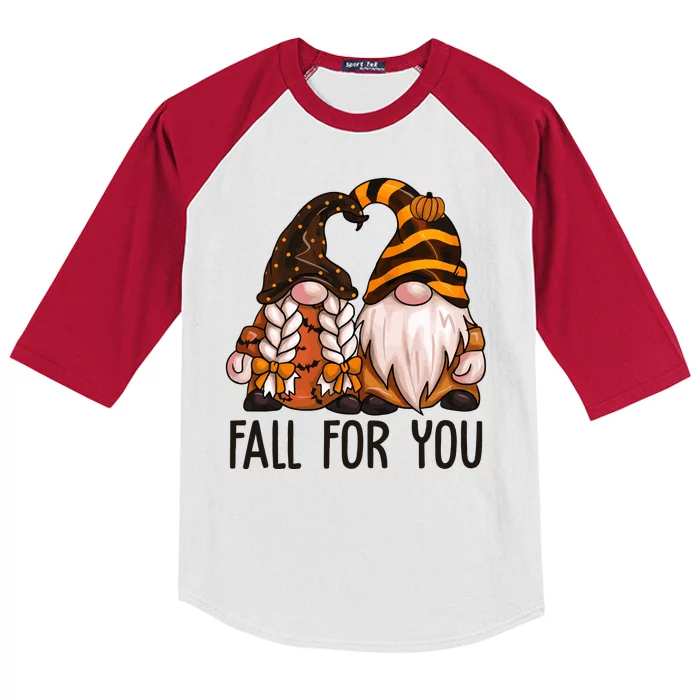 Fall For You Gnome Cute Kids Colorblock Raglan Jersey