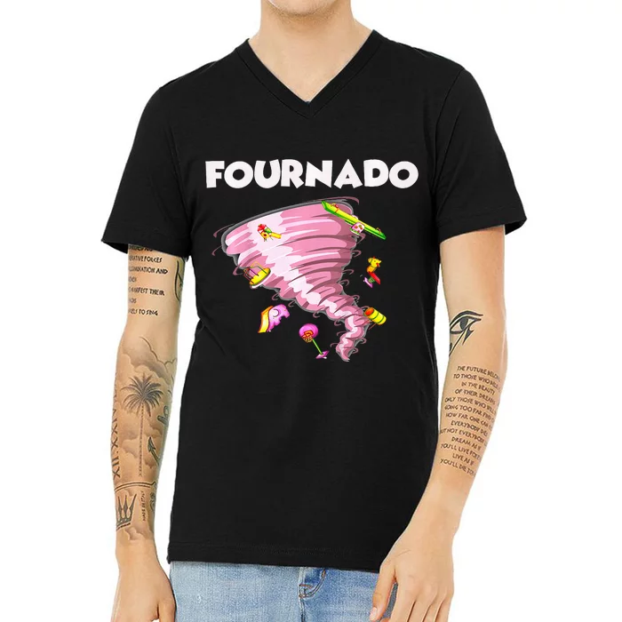 Fournado Four Year Old 4th Birthday Tornado V-Neck T-Shirt