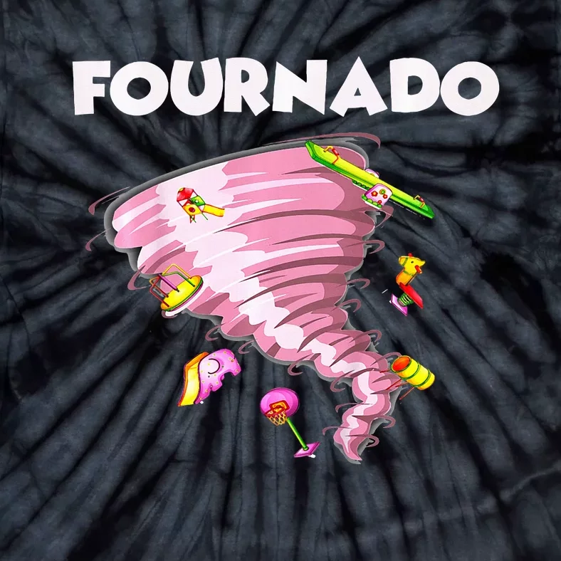 Fournado Four Year Old 4th Birthday Tornado Tie-Dye T-Shirt