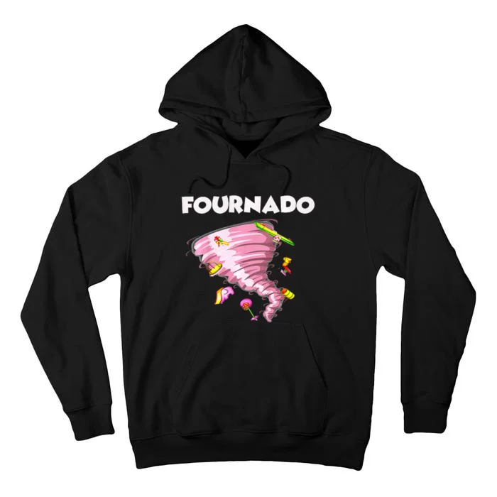 Fournado Four Year Old 4th Birthday Tornado Tall Hoodie