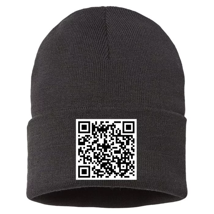 Funny F You Qr Code Design Sustainable Knit Beanie