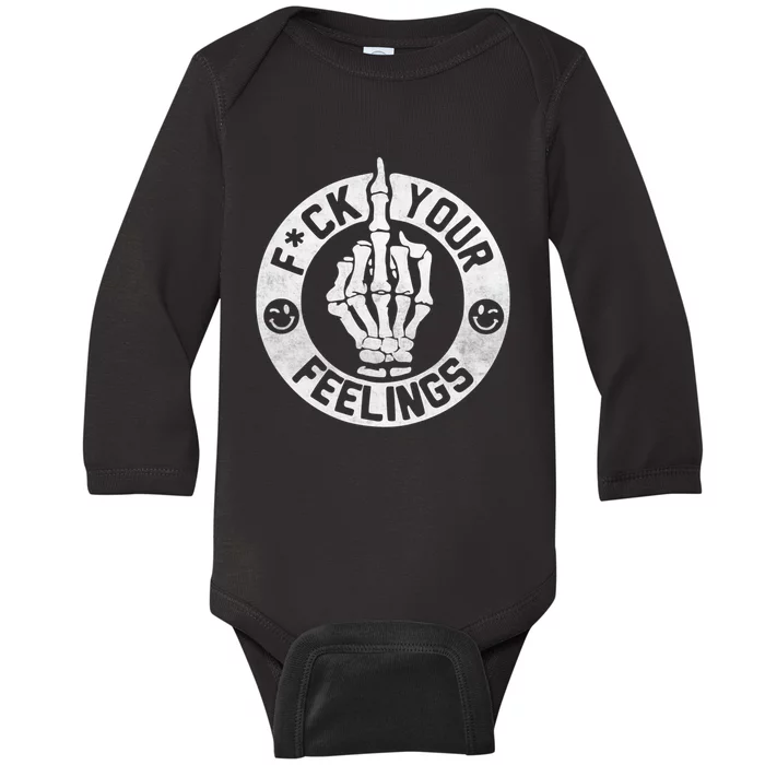 Funny Fuck Your Feelings Baby Long Sleeve Bodysuit