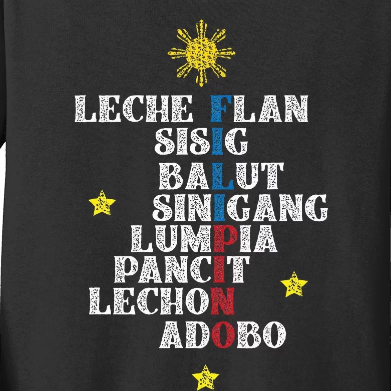 Fun Festive Yummy Filipino Traditional Food Kids Long Sleeve Shirt