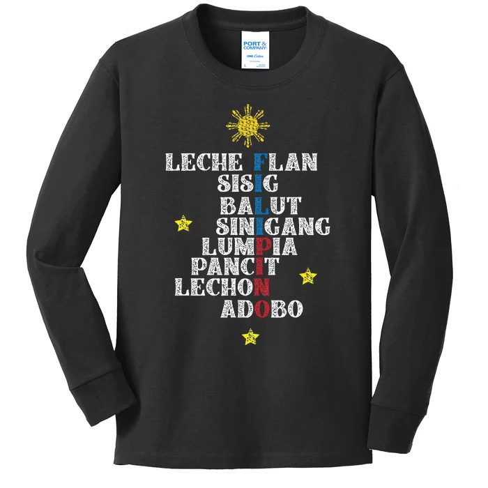 Fun Festive Yummy Filipino Traditional Food Kids Long Sleeve Shirt