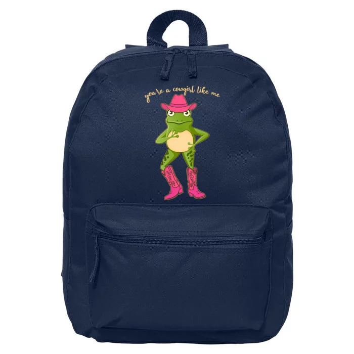 Funny Frog You're A Cowgirl Like Me 16 in Basic Backpack