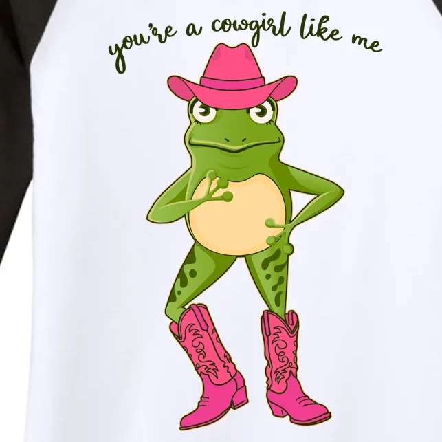 Funny Frog You're A Cowgirl Like Me Women's Tri-Blend 3/4-Sleeve Raglan Shirt