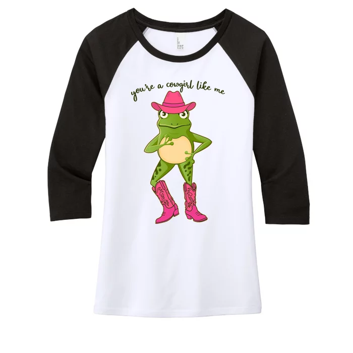 Funny Frog You're A Cowgirl Like Me Women's Tri-Blend 3/4-Sleeve Raglan Shirt