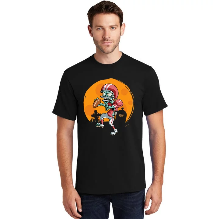 Funny Football Zombie Player Halloween Football Sport Gift Tall T-Shirt