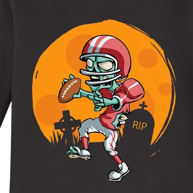 Funny Football Zombie Player Halloween Football Sport Gift Baby Long Sleeve Bodysuit