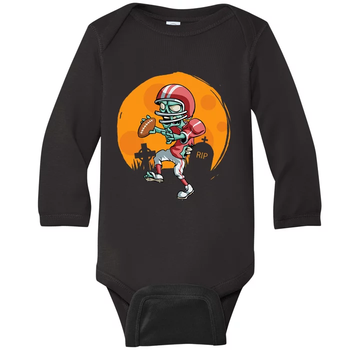 Funny Football Zombie Player Halloween Football Sport Gift Baby Long Sleeve Bodysuit