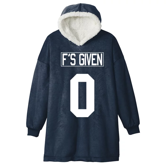 F'S GIVEN 0, Funny Sarcastic Humor White STYLE #2 Hooded Wearable Blanket