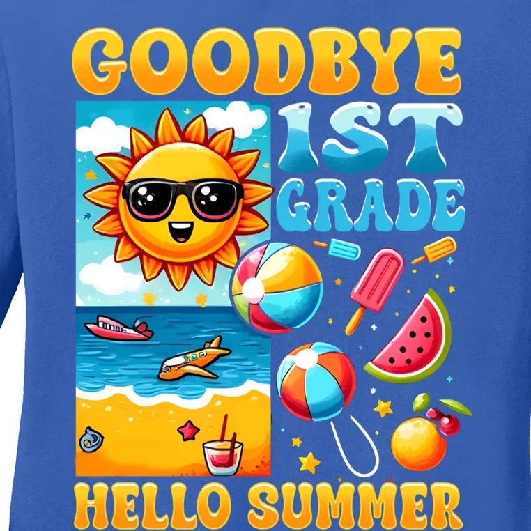 Funny Goodbye 1st Grade Hello Summer Gift Ladies Long Sleeve Shirt