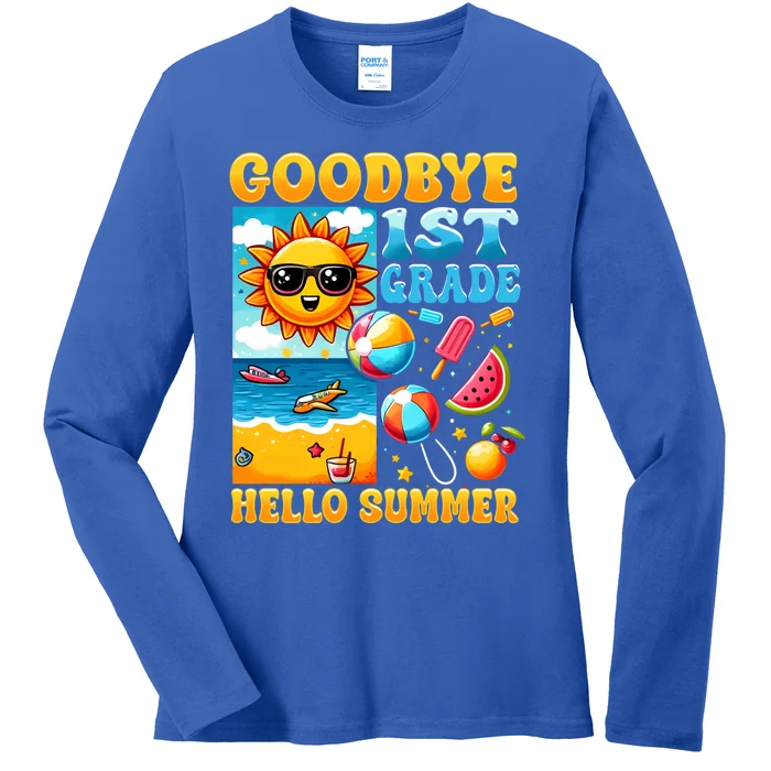 Funny Goodbye 1st Grade Hello Summer Gift Ladies Long Sleeve Shirt