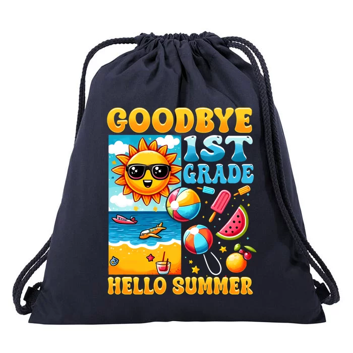 Funny Goodbye 1st Grade Hello Summer Gift Drawstring Bag