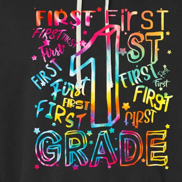 First Grade 1st Grade Tie Dye Word Art Garment-Dyed Fleece Hoodie