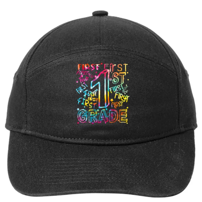 First Grade 1st Grade Tie Dye Word Art 7-Panel Snapback Hat