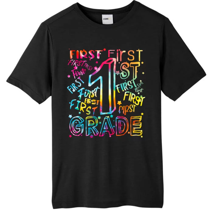 First Grade 1st Grade Tie Dye Word Art ChromaSoft Performance T-Shirt