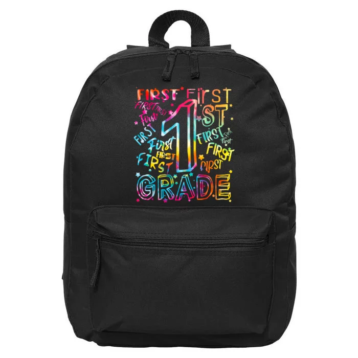 First Grade 1st Grade Tie Dye Word Art 16 in Basic Backpack