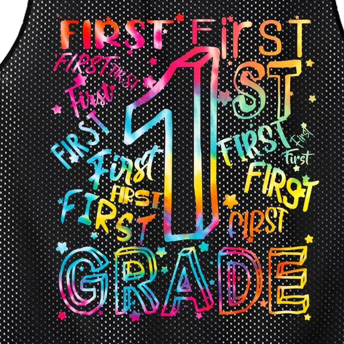 First Grade 1st Grade Tie Dye Word Art Mesh Reversible Basketball Jersey Tank