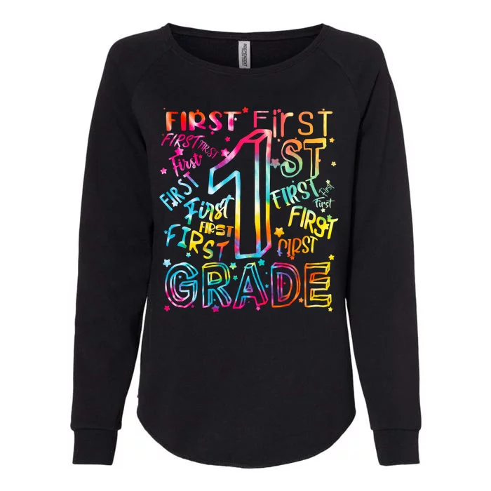 First Grade 1st Grade Tie Dye Word Art Womens California Wash Sweatshirt