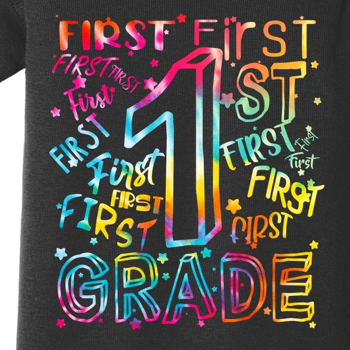 First Grade 1st Grade Tie Dye Word Art Baby Bodysuit