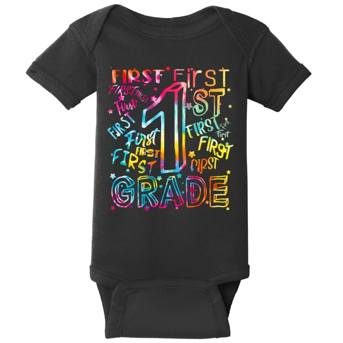 First Grade 1st Grade Tie Dye Word Art Baby Bodysuit