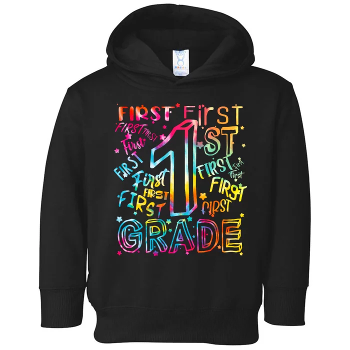 First Grade 1st Grade Tie Dye Word Art Toddler Hoodie