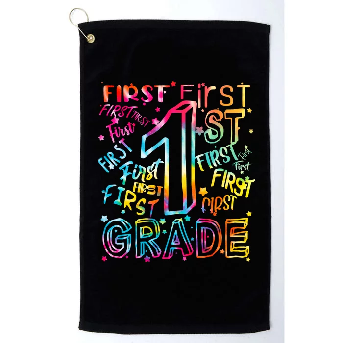 First Grade 1st Grade Tie Dye Word Art Platinum Collection Golf Towel