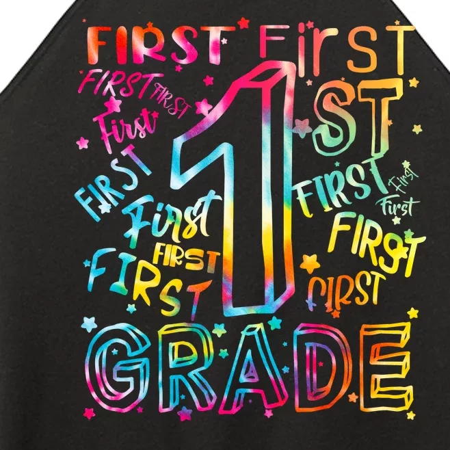 First Grade 1st Grade Tie Dye Word Art Women’s Perfect Tri Rocker Tank