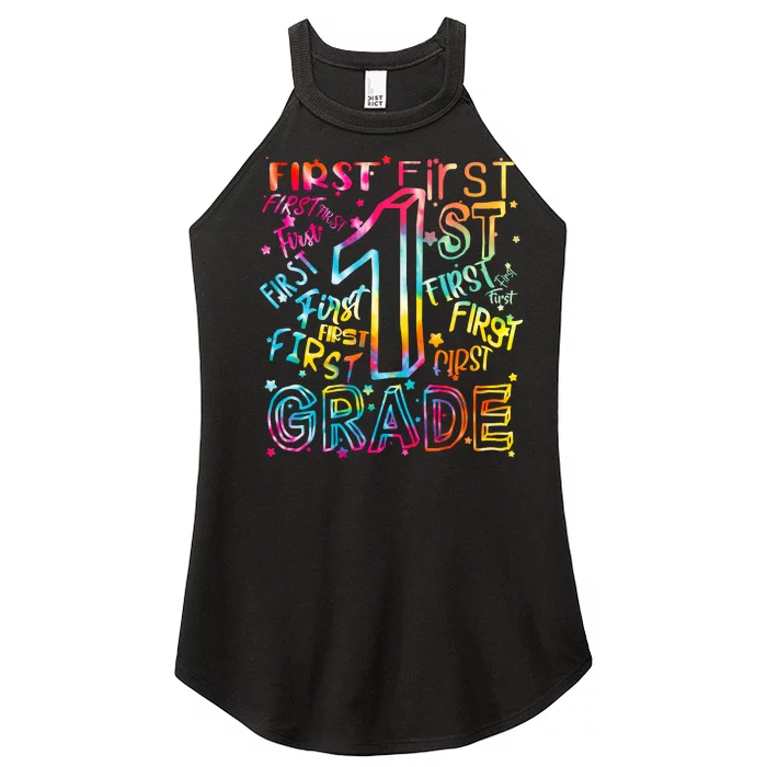 First Grade 1st Grade Tie Dye Word Art Women’s Perfect Tri Rocker Tank