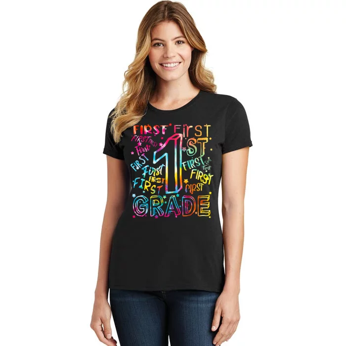 First Grade 1st Grade Tie Dye Word Art Women's T-Shirt