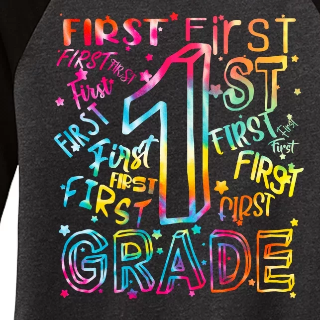 First Grade 1st Grade Tie Dye Word Art Women's Tri-Blend 3/4-Sleeve Raglan Shirt