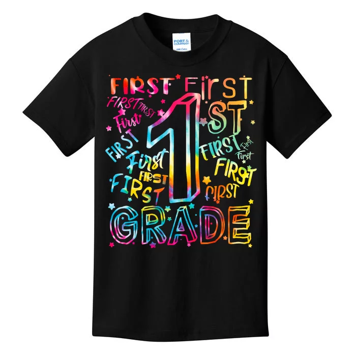 First Grade 1st Grade Tie Dye Word Art Kids T-Shirt