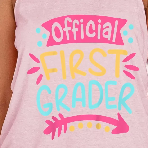 First Grader, 1st Grade Back To School Women's Knotted Racerback Tank