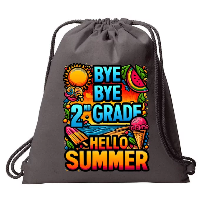 Funny Goodbye 2nd Grade Hello Summer Funny Gift Drawstring Bag