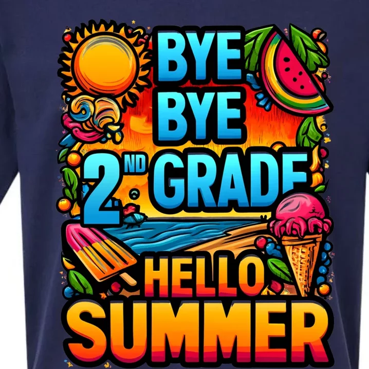 Funny Goodbye 2nd Grade Hello Summer Funny Gift Sueded Cloud Jersey T-Shirt