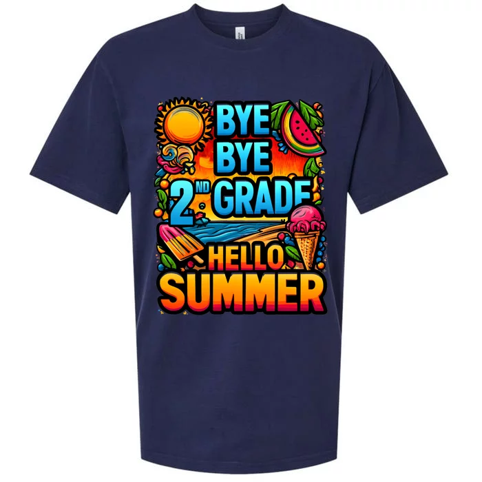 Funny Goodbye 2nd Grade Hello Summer Funny Gift Sueded Cloud Jersey T-Shirt