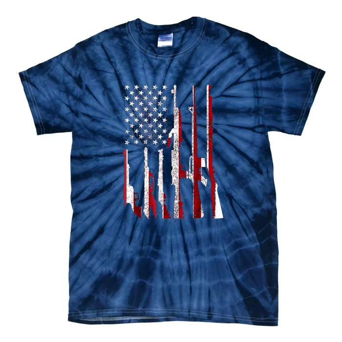 Funny Gun 4th Of July American USA Pride Flag Tie-Dye T-Shirt