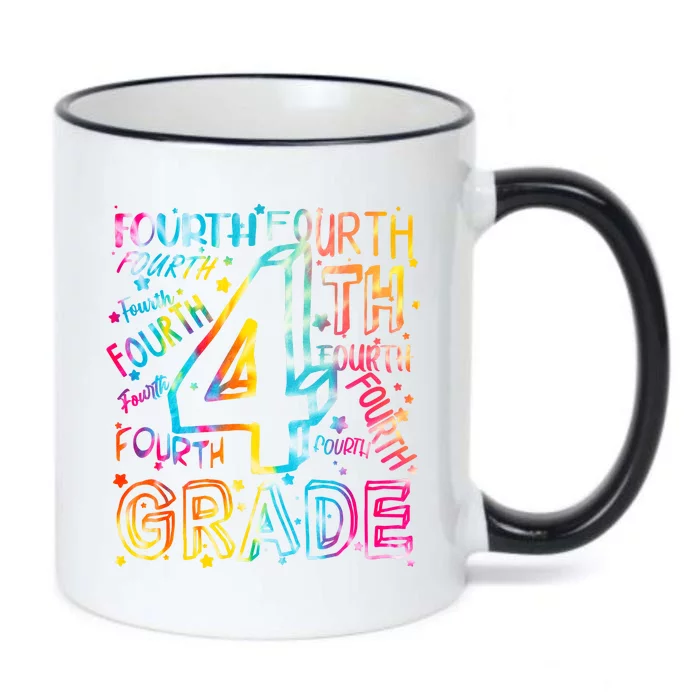 Fourth Grade 4th Grade Tie Dye Word Art Black Color Changing Mug