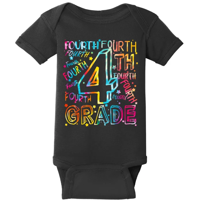 Fourth Grade 4th Grade Tie Dye Word Art Baby Bodysuit