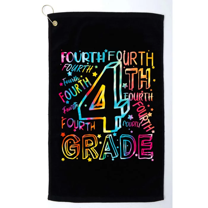 Fourth Grade 4th Grade Tie Dye Word Art Platinum Collection Golf Towel