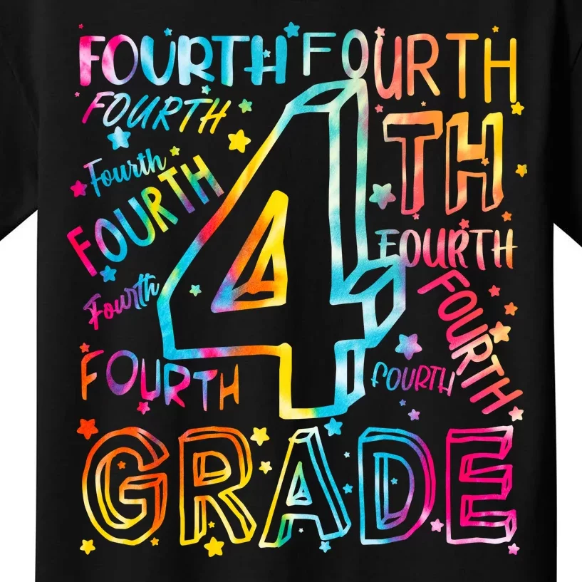 Fourth Grade 4th Grade Tie Dye Word Art Kids T-Shirt