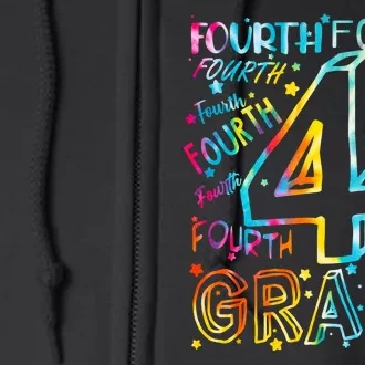 Fourth Grade 4th Grade Tie Dye Word Art Full Zip Hoodie