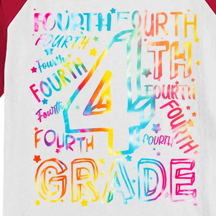 Fourth Grade 4th Grade Tie Dye Word Art Kids Colorblock Raglan Jersey