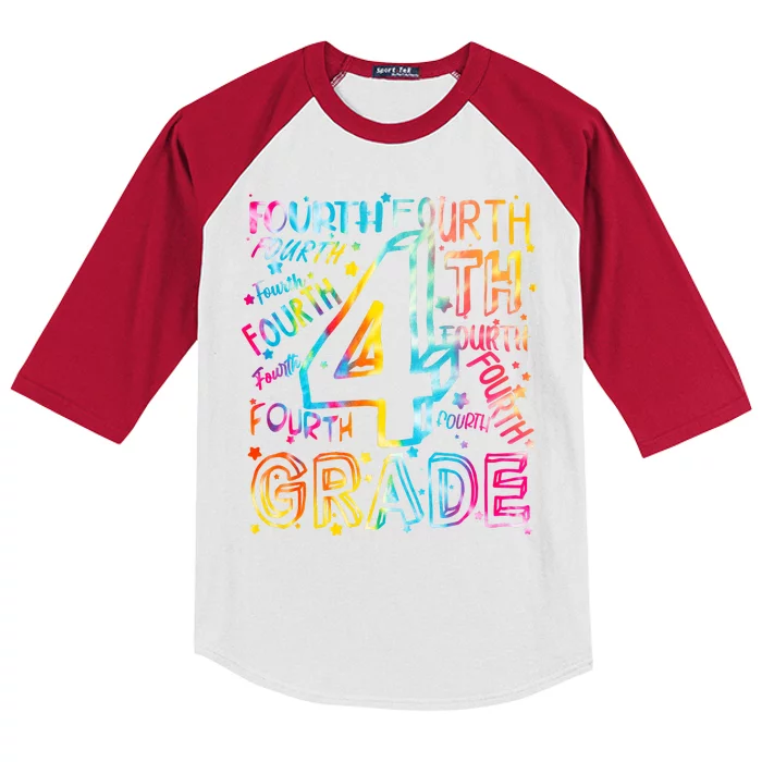 Fourth Grade 4th Grade Tie Dye Word Art Kids Colorblock Raglan Jersey