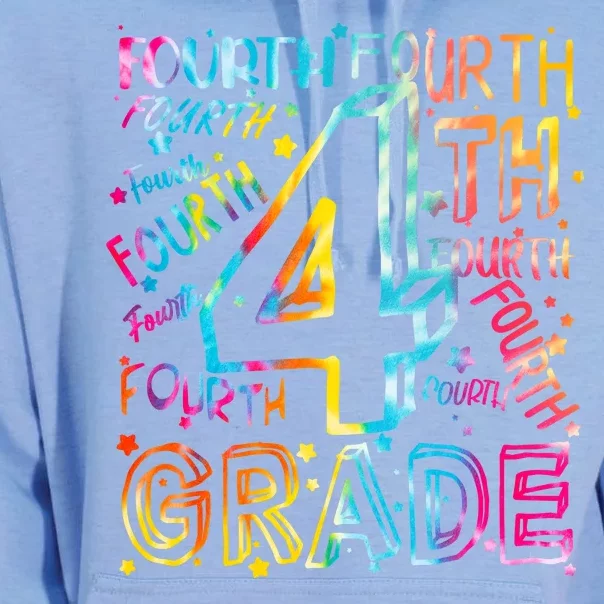 Fourth Grade 4th Grade Tie Dye Word Art Unisex Surf Hoodie