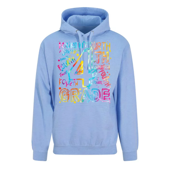 Fourth Grade 4th Grade Tie Dye Word Art Unisex Surf Hoodie